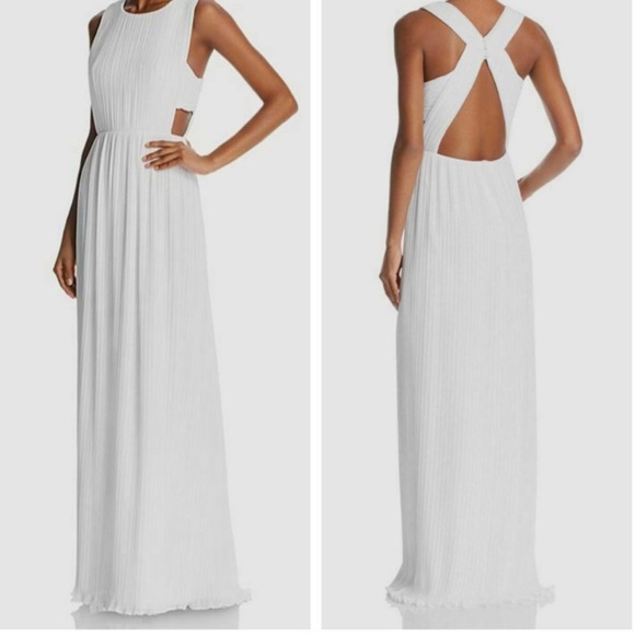 BCBGMAXAZRIA white Pleated Cutout Back Gown - Raven - Picture 1 of 11